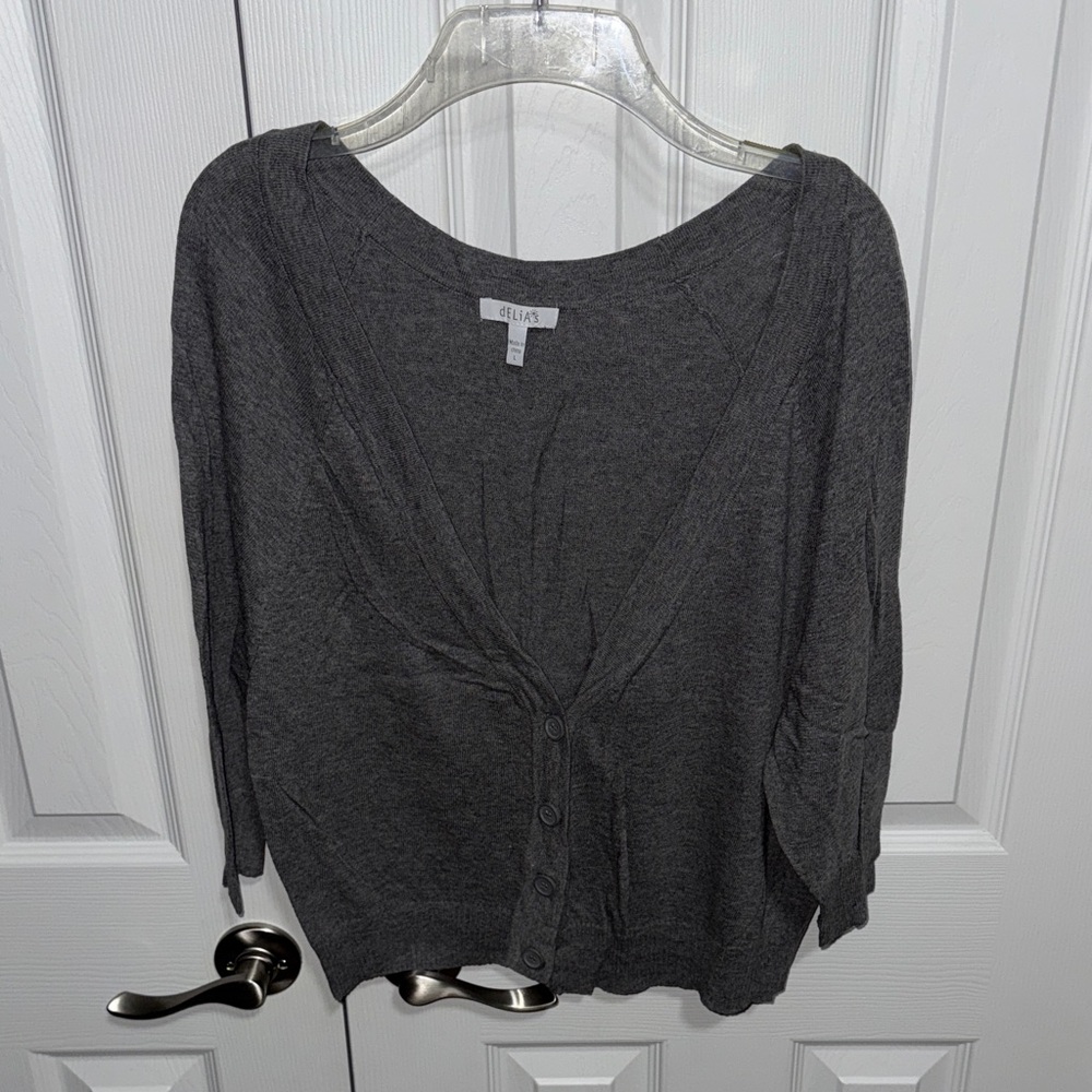 dELiA*s Heather Gray Knit Cardigan